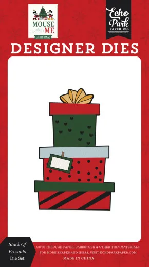 Echo Park Designer Dies - Mouse And Me Christmas - Stack Of Presents