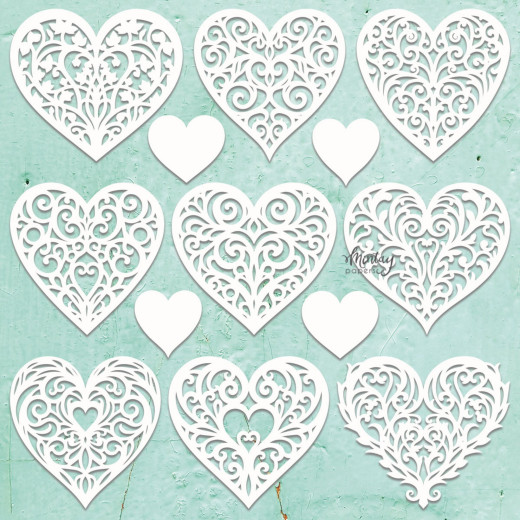 Mintay Chippies Decor - Hearts Filigree