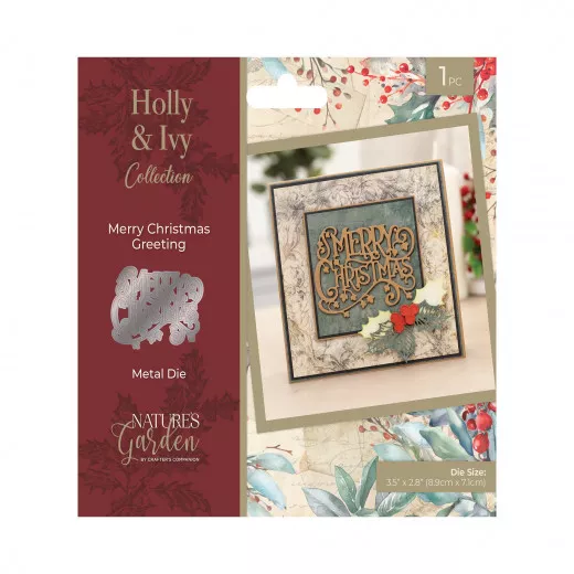 Metal Cutting Die - Holly & Ivy - Merry Christmas Greeting