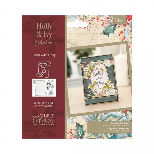 Clear Stamp & Cutting Die - Holly & Ivy - Scroll with Holly