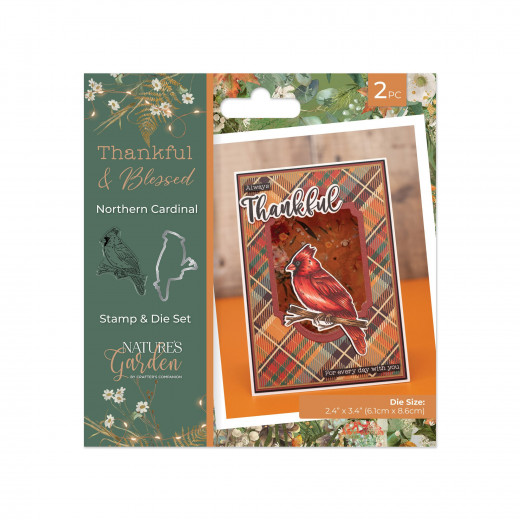 Stamp and Die Set - Nature's Garden - Thankful & Blessed - Northern Cardinal