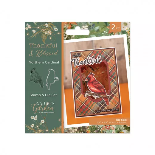 Stamp and Die Set - Natures Garden - Thankful & Blessed - Northern Cardinal