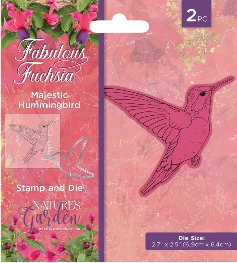 Clear Stamps and Cutting Die - Fabulous Fuchsia - Majestic Hummingbird