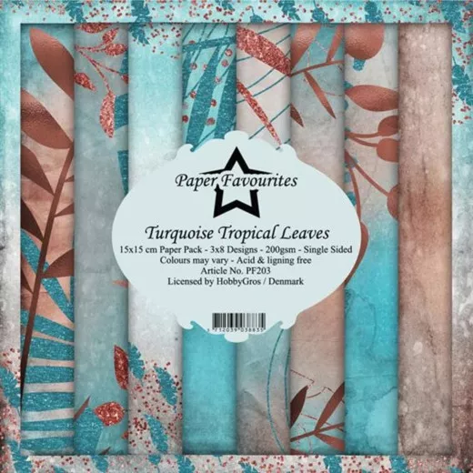 Paper Favourites Torquoise Tropical Leaves 6x6 Paper Pack