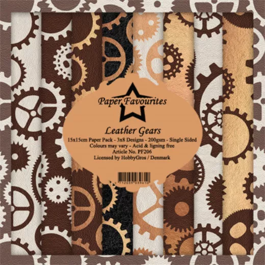 Paper Favourites Leather Gears 6x6 Paper Pack