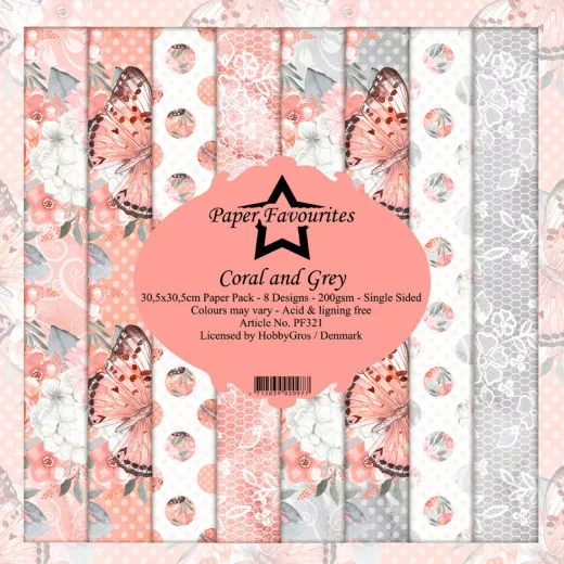 Paper Favourites Coral and Grey 12x12 Paper Pack