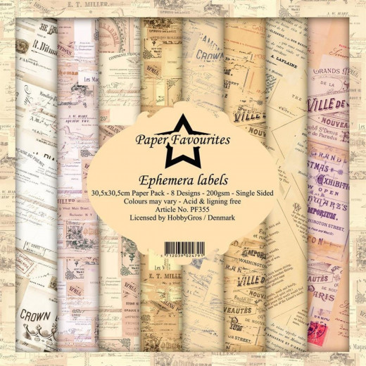 Paper Favourites Ephemera Labels 12x12 Paper Pack