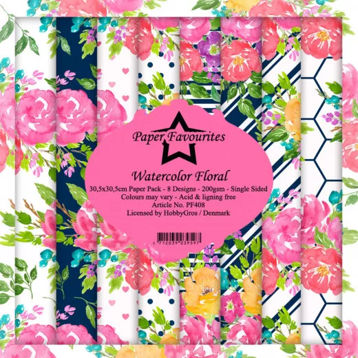 Paper Favourites Watercolor Floral 12x12 Paper Pack