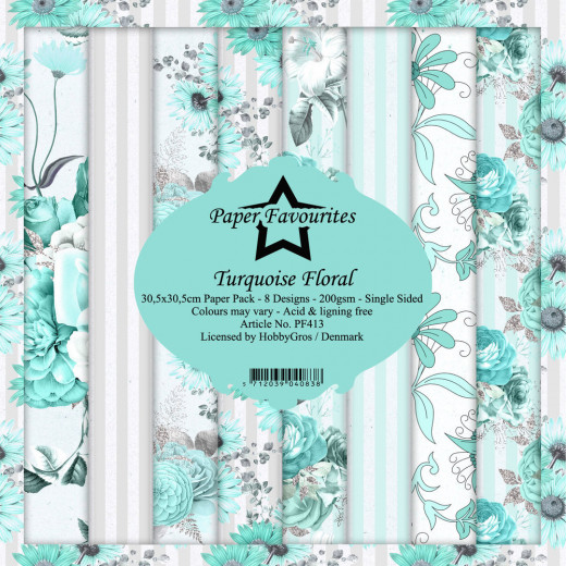 Paper Favourites Turquoise Floral 12x12 Paper Pack