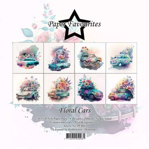 Paper Favourites - Floral Cars - 12x12 Paper Pack