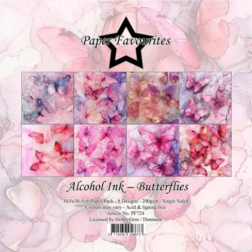 Paper Favourites - Alcohol Ink Butterflies - 12x12 Paper Pack