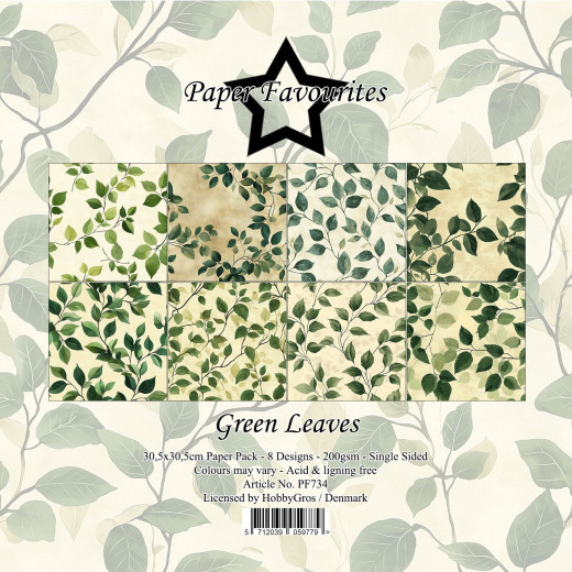 Paper Favourites - Green Leaves - 12x12 Paper Pack