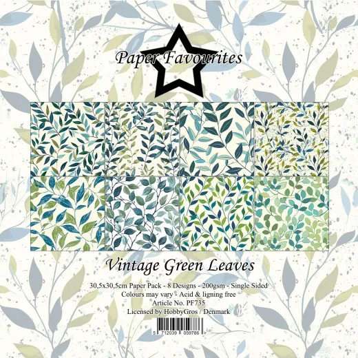 Paper Favourites - Vintage Green Leaves - 12x12 Paper Pack