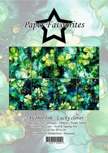 Paper Favourites - Alcohol Ink - Lucky Clover - A5 Paper Pack