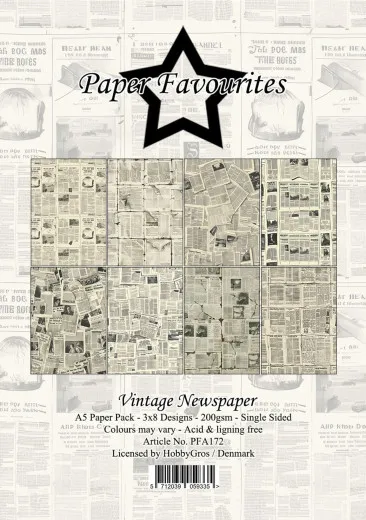 Paper Favourites - Vintage Newspaper - A5 Paper Pack