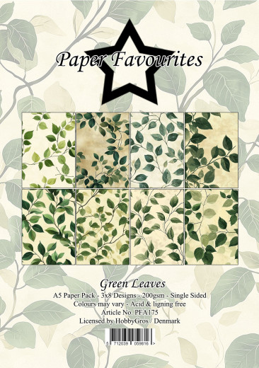 Paper Favourites - Green Leaves - A5 Paper Pack