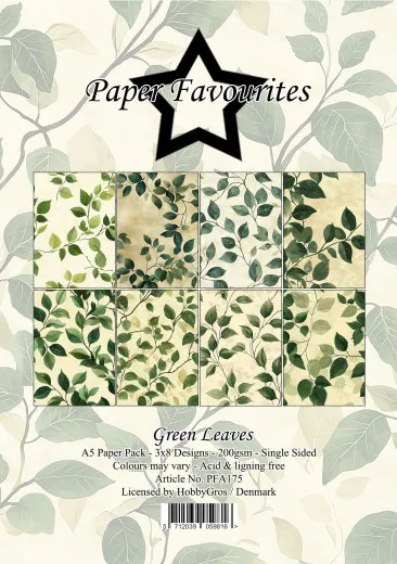 Paper Favourites - Green Leaves - A5 Paper Pack