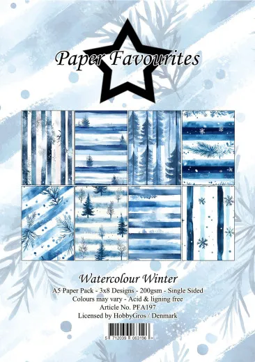 Paper Favourites - Watercolour Winter - A5 Paper Pack