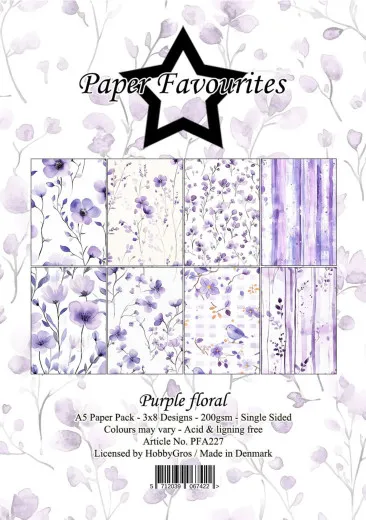 Paper Favourites - Purple Floral - A5 Paper Pack