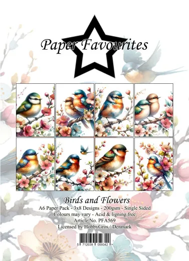 Paper Favourites - Birds and Flowers - A6 Paper Pack