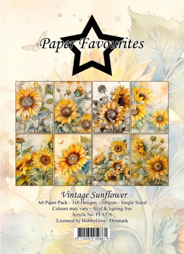 Paper Favourites - Vintage Sunflower - A6 Paper Pack