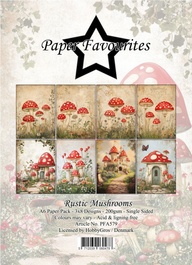 Paper Favourites - Rustic Mushrooms - A6 Paper Pack