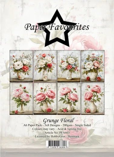Paper Favourites - Grunge Floral - A6 Paper Pack