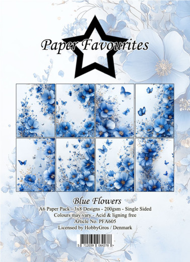 Paper Favourites - Blue Flowers - A6 Paper Pack