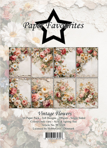 Paper Favourites - Vintage Flowers - A6 Paper Pack