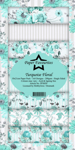 Paper Favourites Turquoise Floral Slim Paper Pack