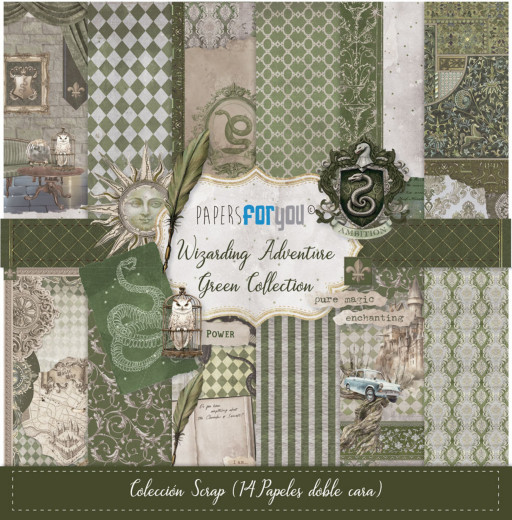 Wizarding Adventure - Green Collcetion - 12x12 Scrap Paper Pack
