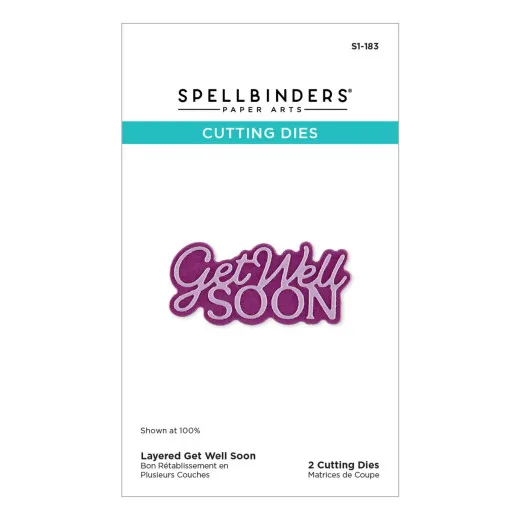 Spellbinders Etched Dies - Essentially Yours Sentiments - Layered Get Well Soon