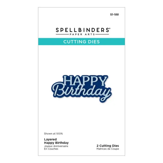 Spellbinders Etched Dies - Essentially Yours Sentiments - Layered Happy Birthday