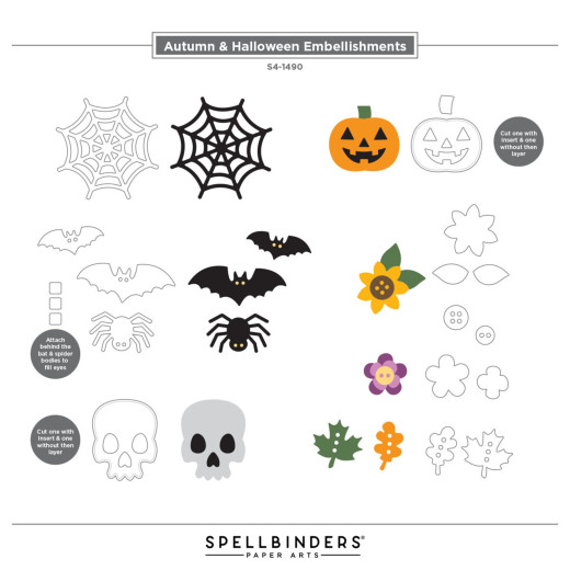 Spellbinders Etched Dies - 3D Felt Décor - Autumn & Halloween Embellishments