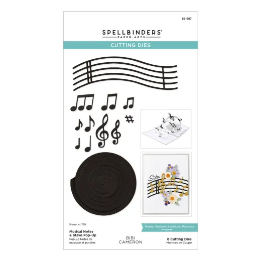 Spellbinders Etched Dies - Bibi's Musical Notes - Musical Notes & Stave Pop-Up