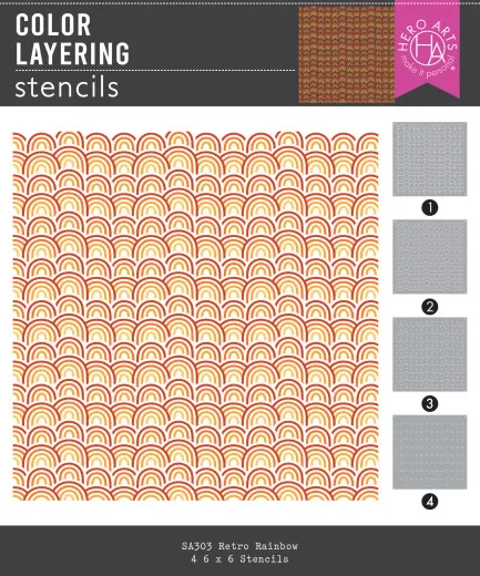 Hero Art - Layering Stencils - Retro Kitchen - Retro Rainbow