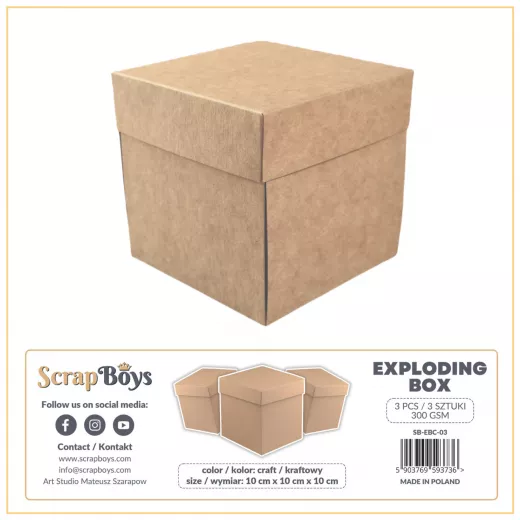 ScrapBoys - Exploding Box - braun - 10x10x10 cm