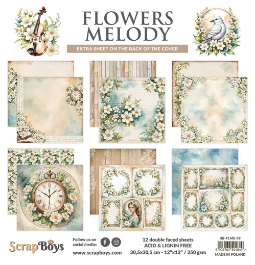 ScrapBoys - 12x12 Paper Pad - Flowers Melody