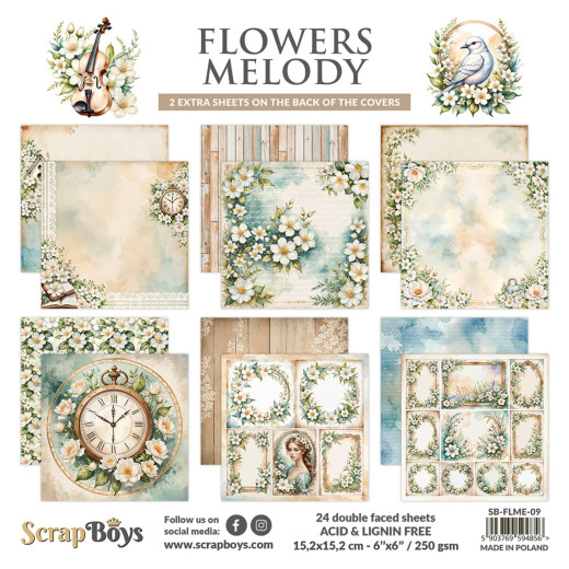 ScrapBoys - 6x6 Paper Pad - Flowers Melody