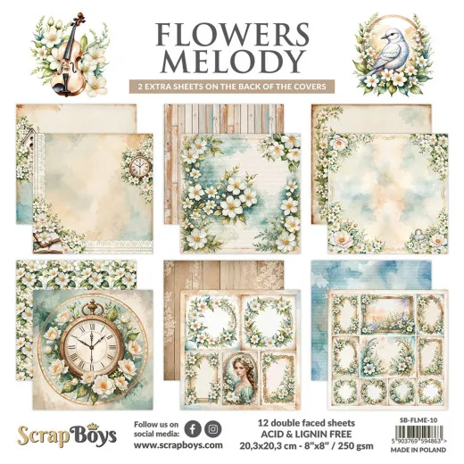 ScrapBoys - 8x8 Paper Pad - Flowers Melody