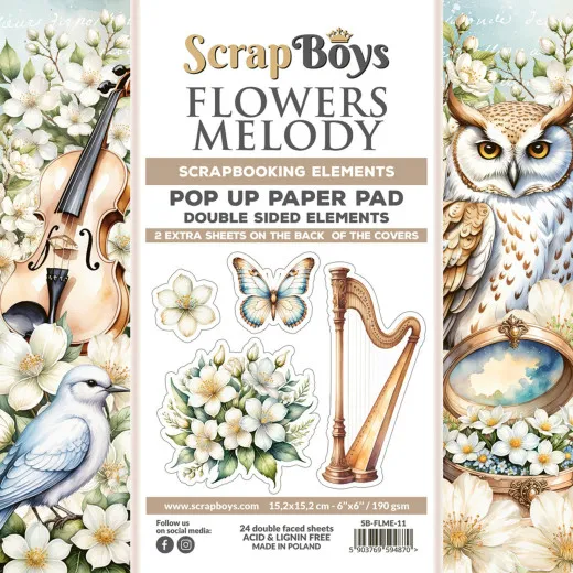 ScrapBoys - 6x6 POP UP Paper Pad - Flowers Melody