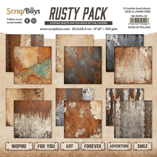 ScrapBoys - 8x8 Paper Pad - Rusty Pack