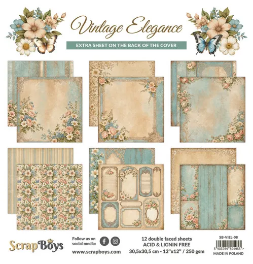 ScrapBoys - 12x12 Paper Pad - Vintage Elegance