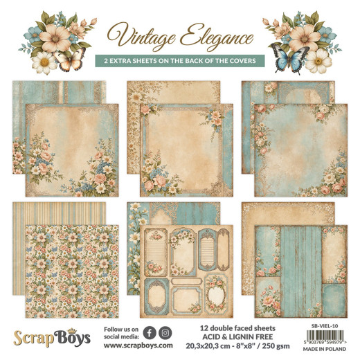 ScrapBoys - 8x8 Paper Pad - Vintage Elegance