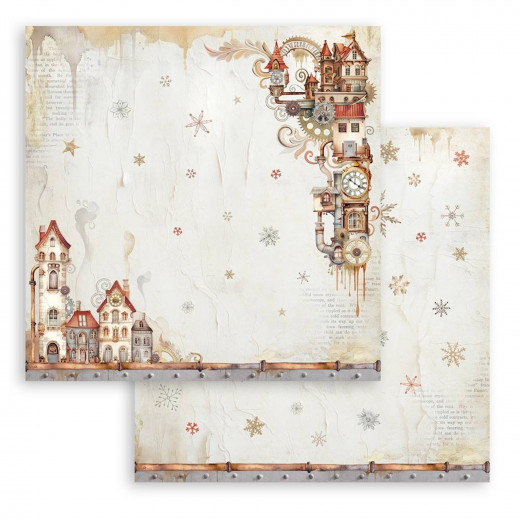 Stamperia 2-seitiges 12x12 Designpapier - Gear up for Christmas - Cozy Houses