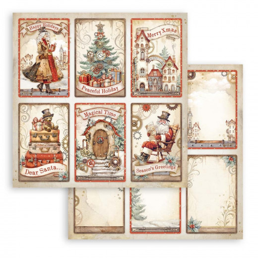 Stamperia 2-seitiges 12x12 Designpapier - Gear up for Christmas - 6 Cards