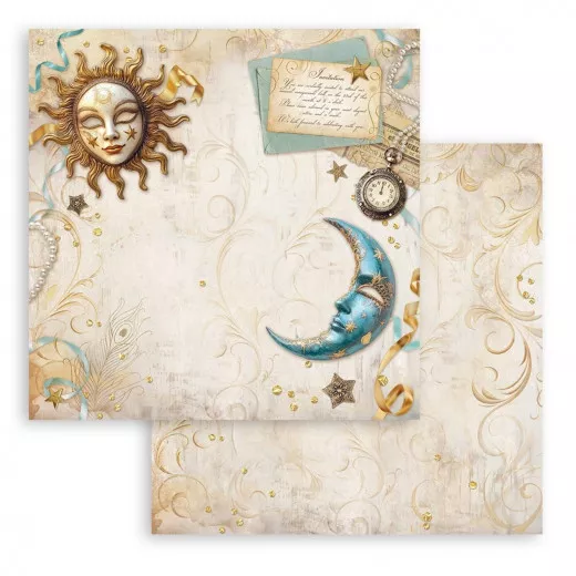 Stamperia 2-seitiges 12x12 Designpapier - Masquerade - Sun And Moon