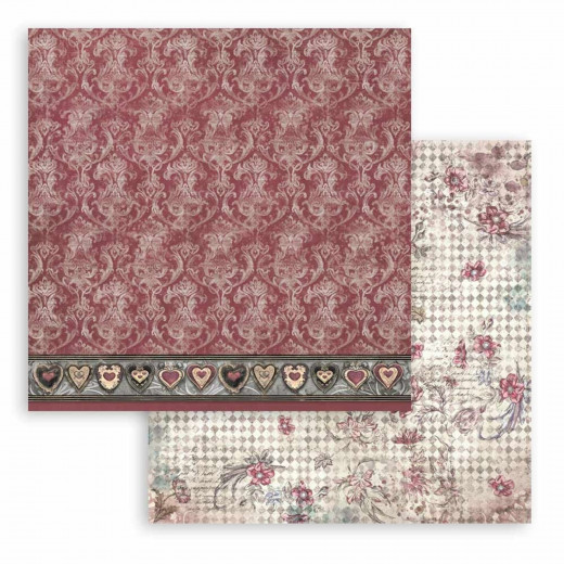 Stamperia 2-seitiges 12x12 Designpapier - Master of Magic - Burgundy Tapestry
