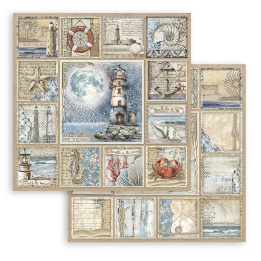 Stamperia 2-seitiges 12x12 Designpapier - Silent Sea - Lighthouse