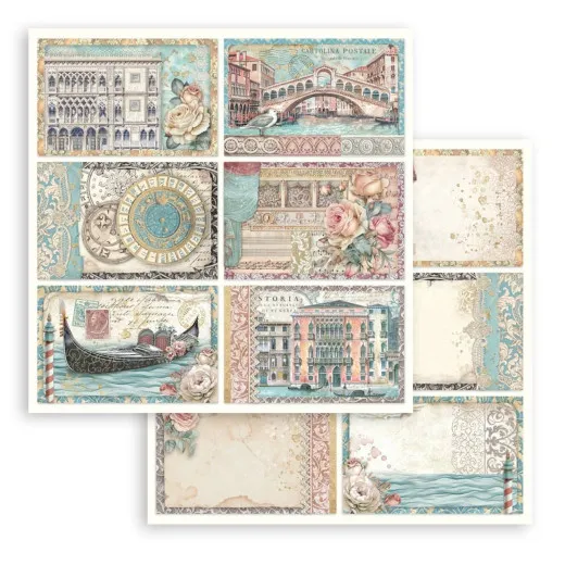 Stamperia 2-seitiges 12x12 Designpapier - Venice City of Art - 6 Cards